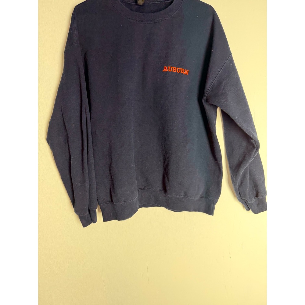 Auburn University Tigers Sweatshirt Navy Blue Embroidered Crewneck Large - Picture 2 of 7